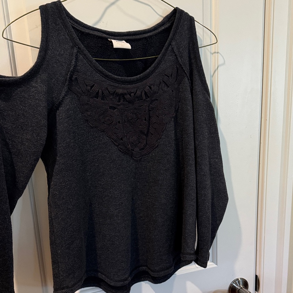 Knox Rose Charcoal Cold Shoulder Blouse